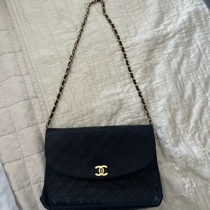 Classic black quilted lambskin Chanel single flap